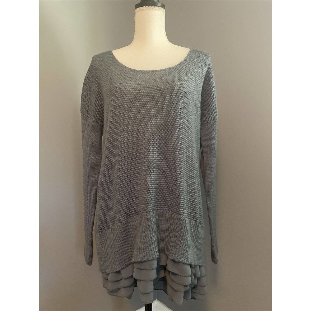 Soft Surroundings Gray Chiffon Ruffle Hem Tunic
